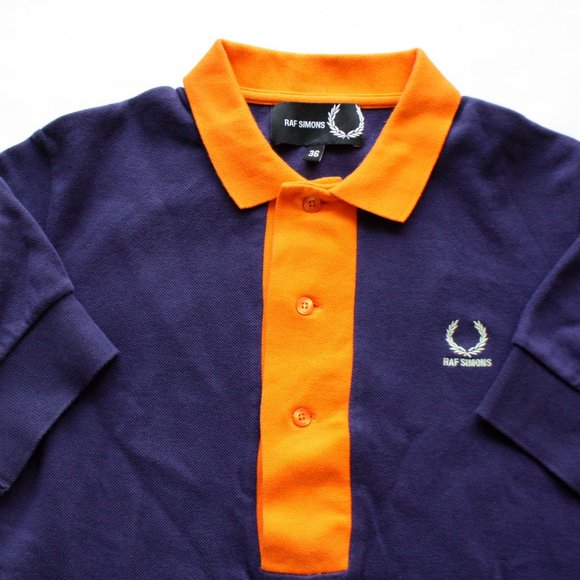 Raf Simons Fred Perry Polo shirt orange blue Men's - Picture 1 of 8
